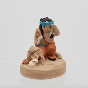 TDI Clay Native American Figurine Signed MW